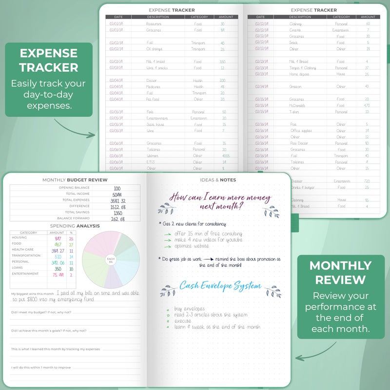 Clever Fox Budget Planner - Expense Tracker Notebook. Monthly Budgeting Organizer, Finance Logbook & Accounts Book, Bill Tracker, A5 (Emerald) - Image 4
